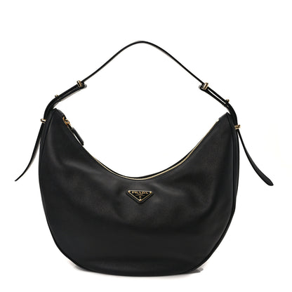 Prada Soft Calfskin Arque Shoulder Bag Black 1 of 11