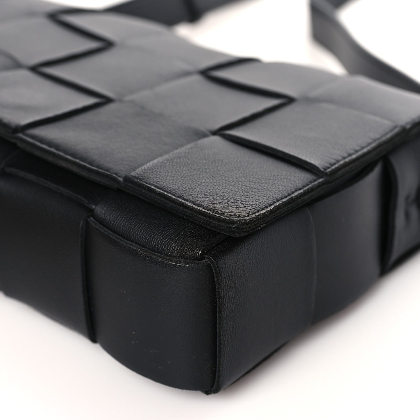 Lambskin Maxi Intrecciato Cassette Crossbody Bag Black