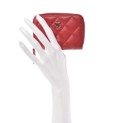 Chanel Caviar Quilted Zip Coin Purse Red 2 of 8