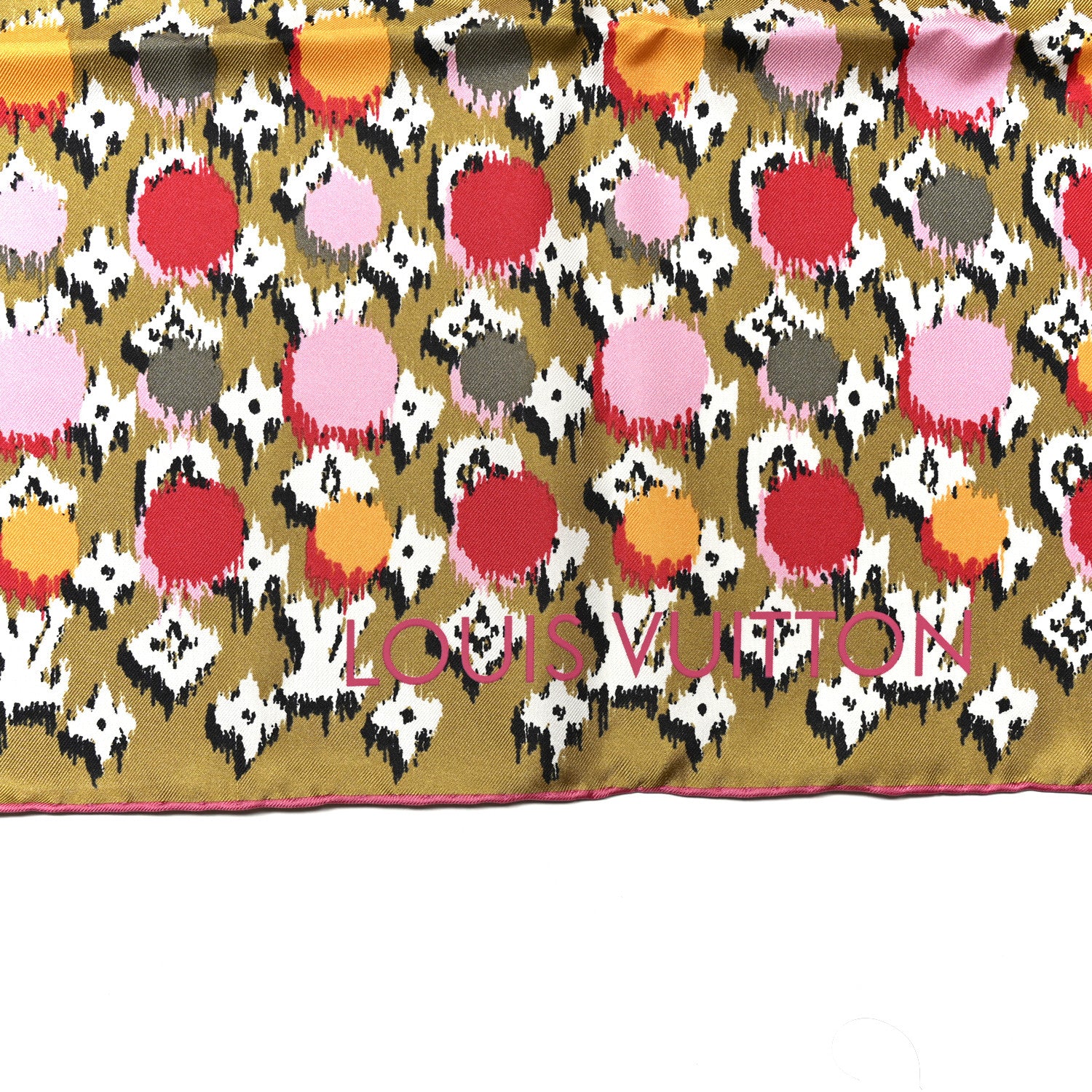 Louis Vuitton Silk Monogram Ikat Summer Square Scarf Moutard 2 of 4