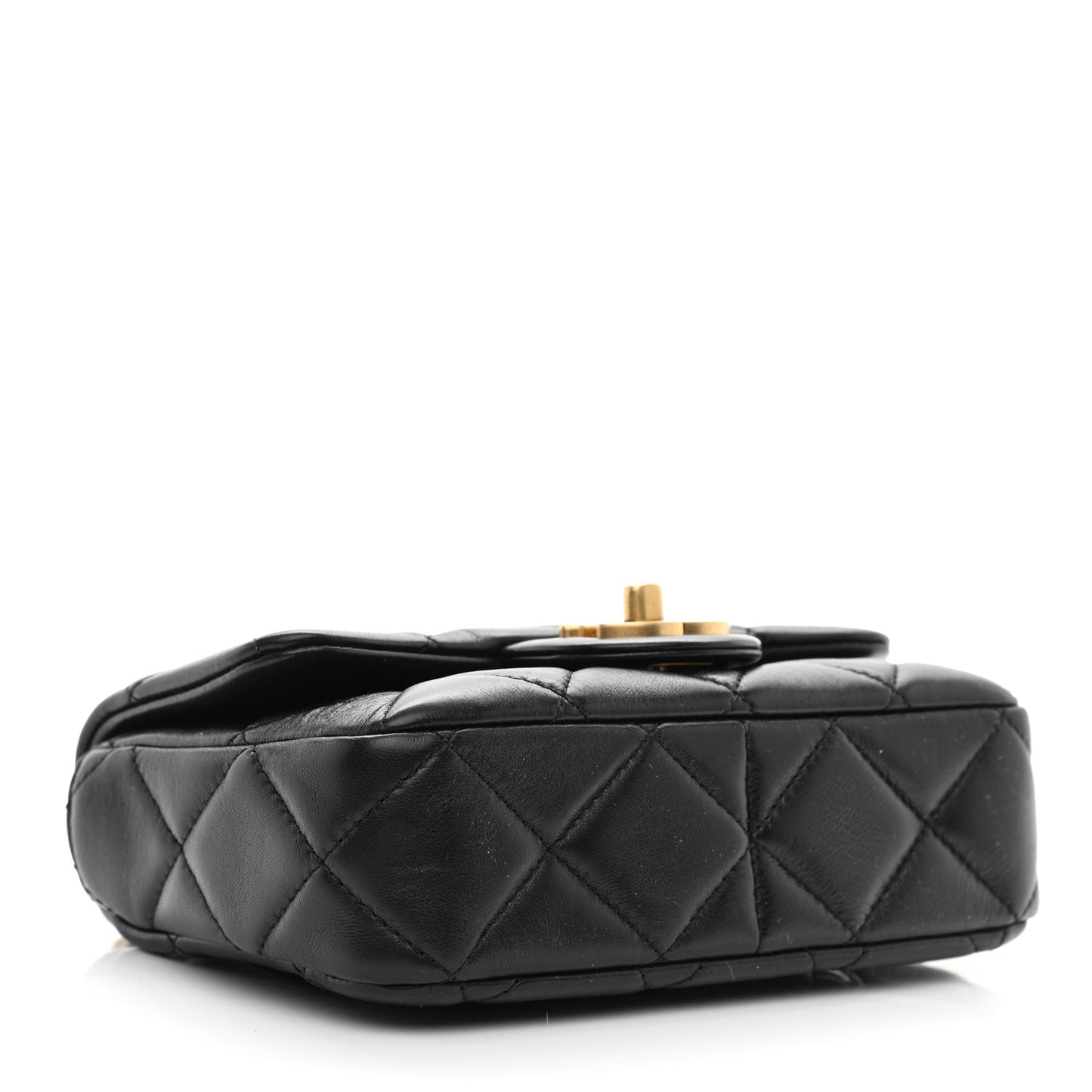 Lambskin Enamel Quilted Mini Pending CC Square Flap Black