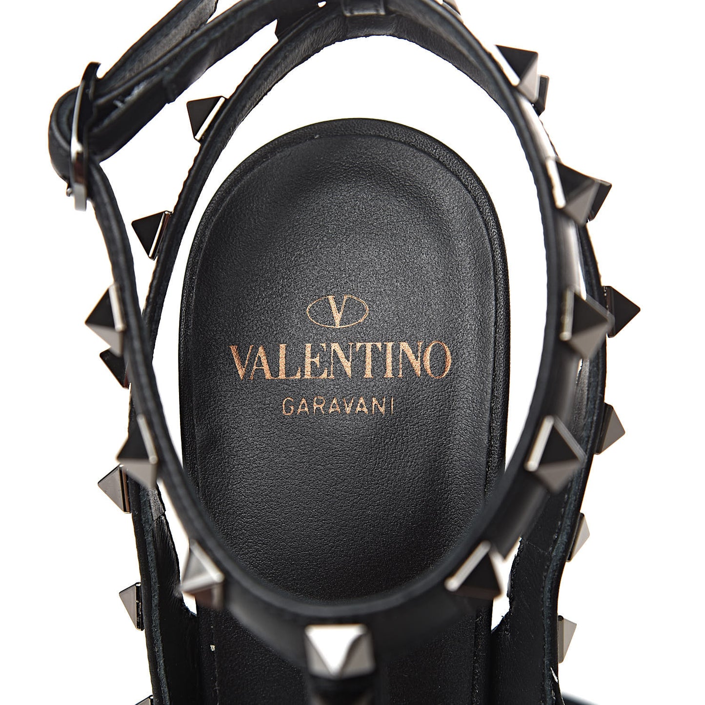 X UNDERCOVER Calfskin Rockstud Ankle Strap Pumps 38 Black