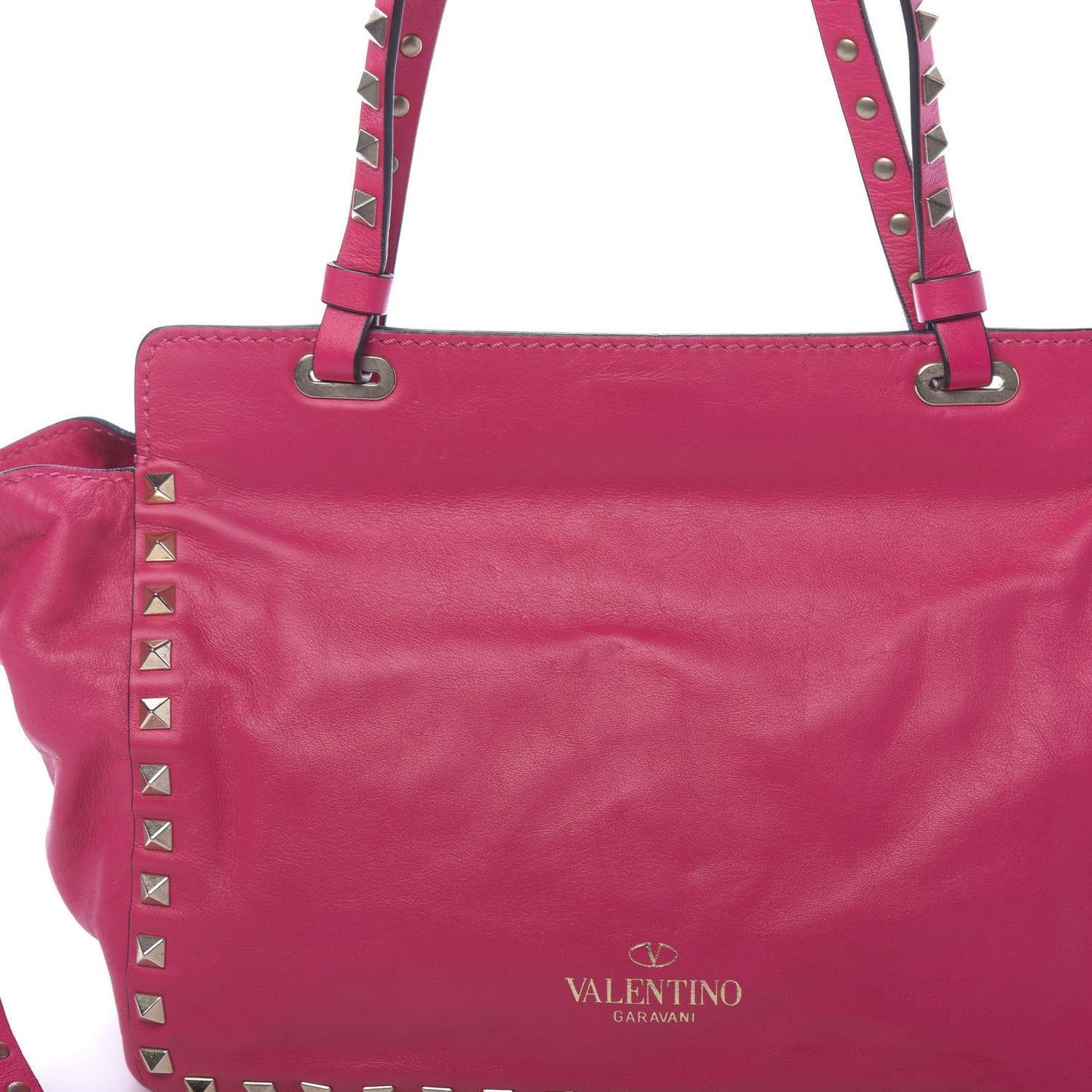 Vitello Small Rockstud Tote Deep Cyclamin