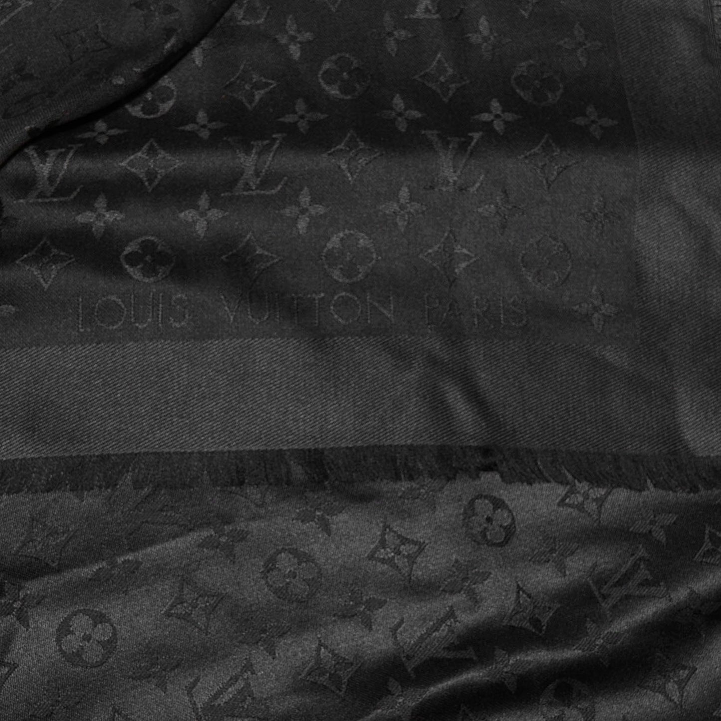Silk Wool Monogram Shawl Black