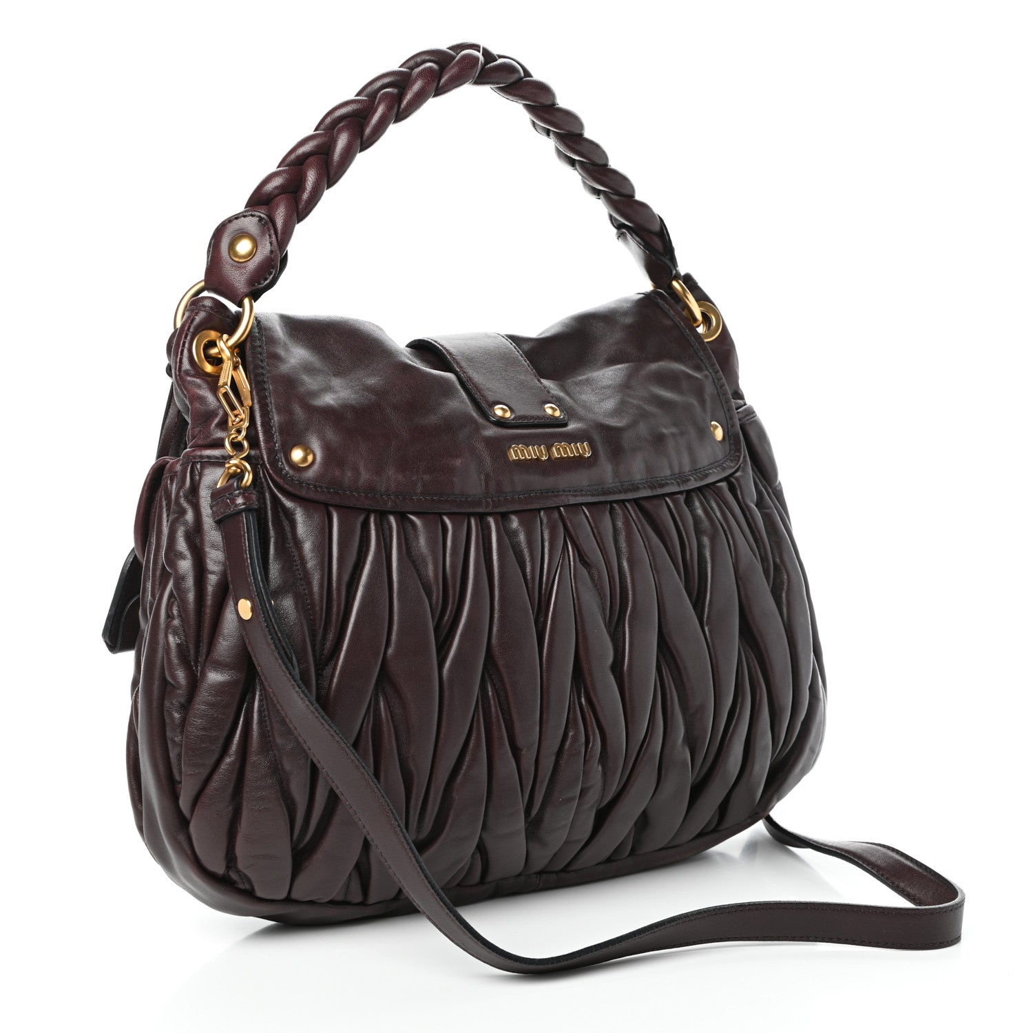 Miu Miu Nappa Matelasse Coffer Hobo Prugna 3 of 9