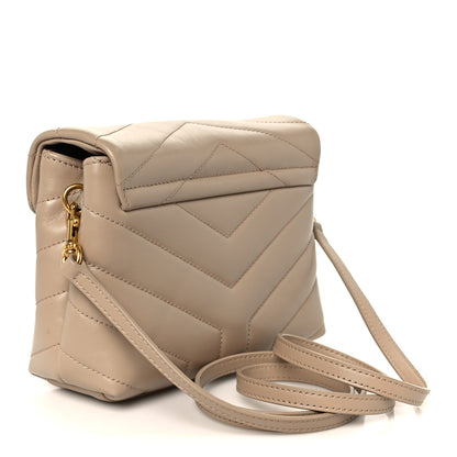 Saint Laurent Calfskin Y Quilted Monogram Toy Loulou Crossbody Bag Dark Beige 3 of 11