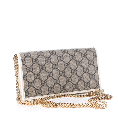 Gucci GG Supreme Monogram Azalea Calfskin Horsebit 1955 Wallet On Chain Beige Ebony Mystic White 2 of 10