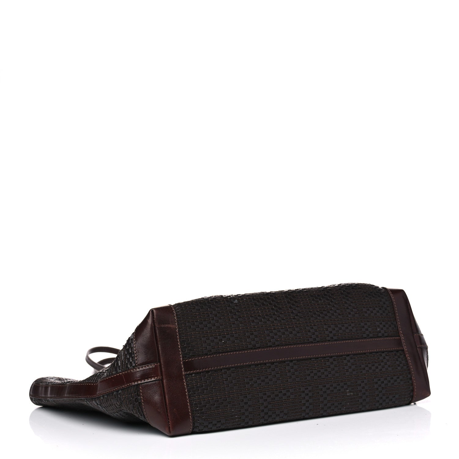 Fendi Calfskin FF Woven Medium Roll Tote Moro 3 of 16