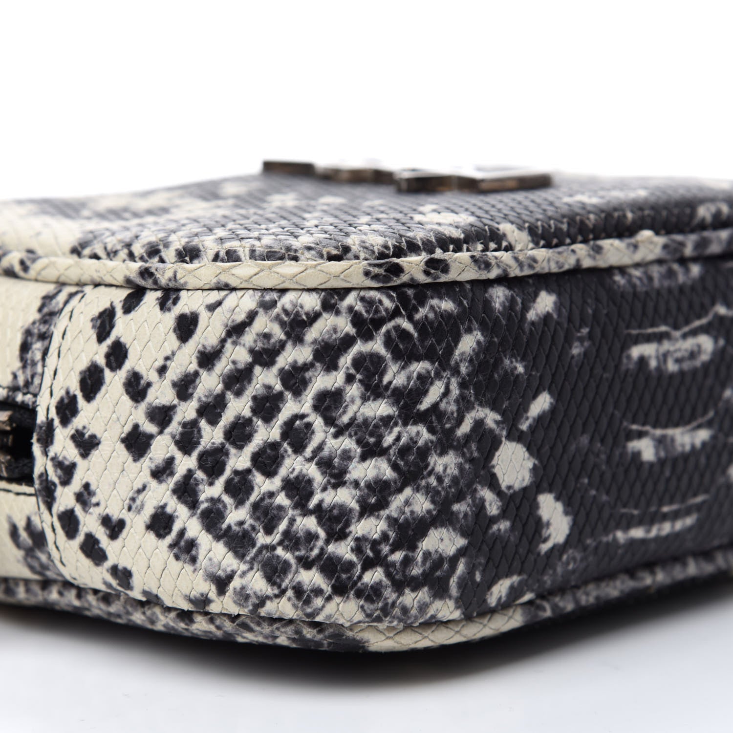 Saint Laurent Python Embossed Calfskin Monogram Blogger Bag Black Beige 6 of 10