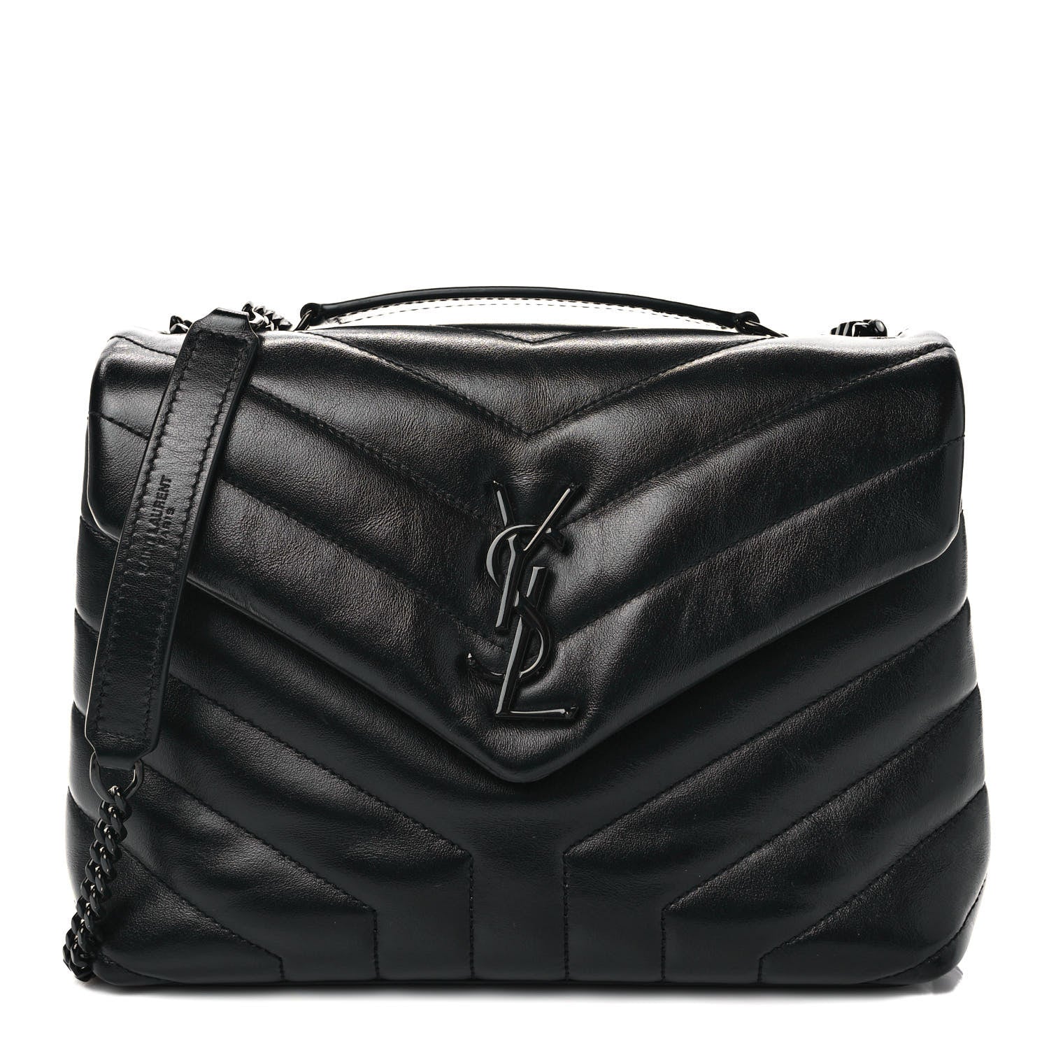 Saint Laurent Calfskin Y Quilted Monogram Monochrome Small Loulou Chain Satchel Black 1 of 9