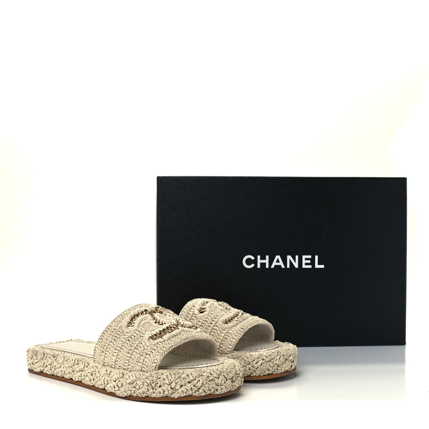 Cord Braided CC Mules 35 Light Beige