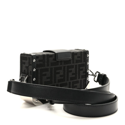 Fendi Recycled Fabric Jacquard Vitello Astro FF 1974 Mini Baguette Trunk Asfalto Black 3 of 9