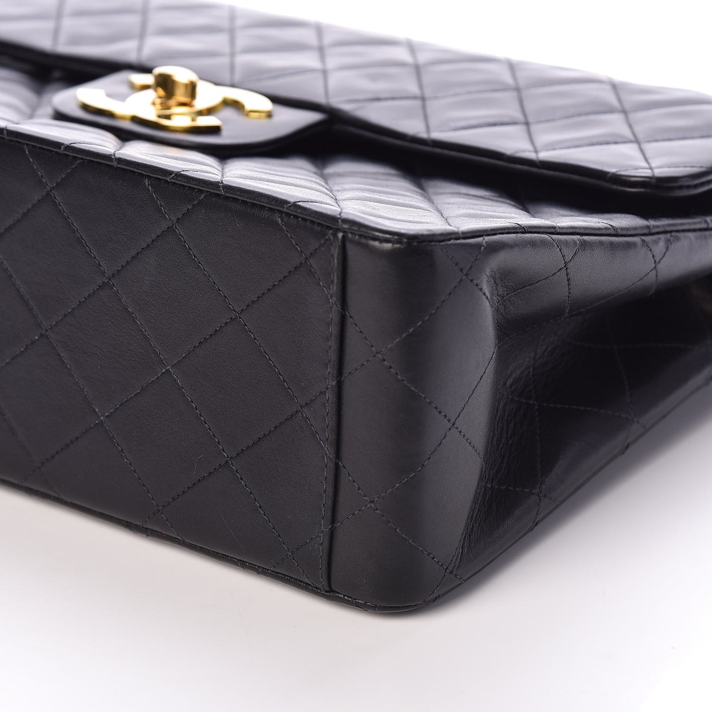 Lambskin Quilted XL Jumbo Single Flap Black