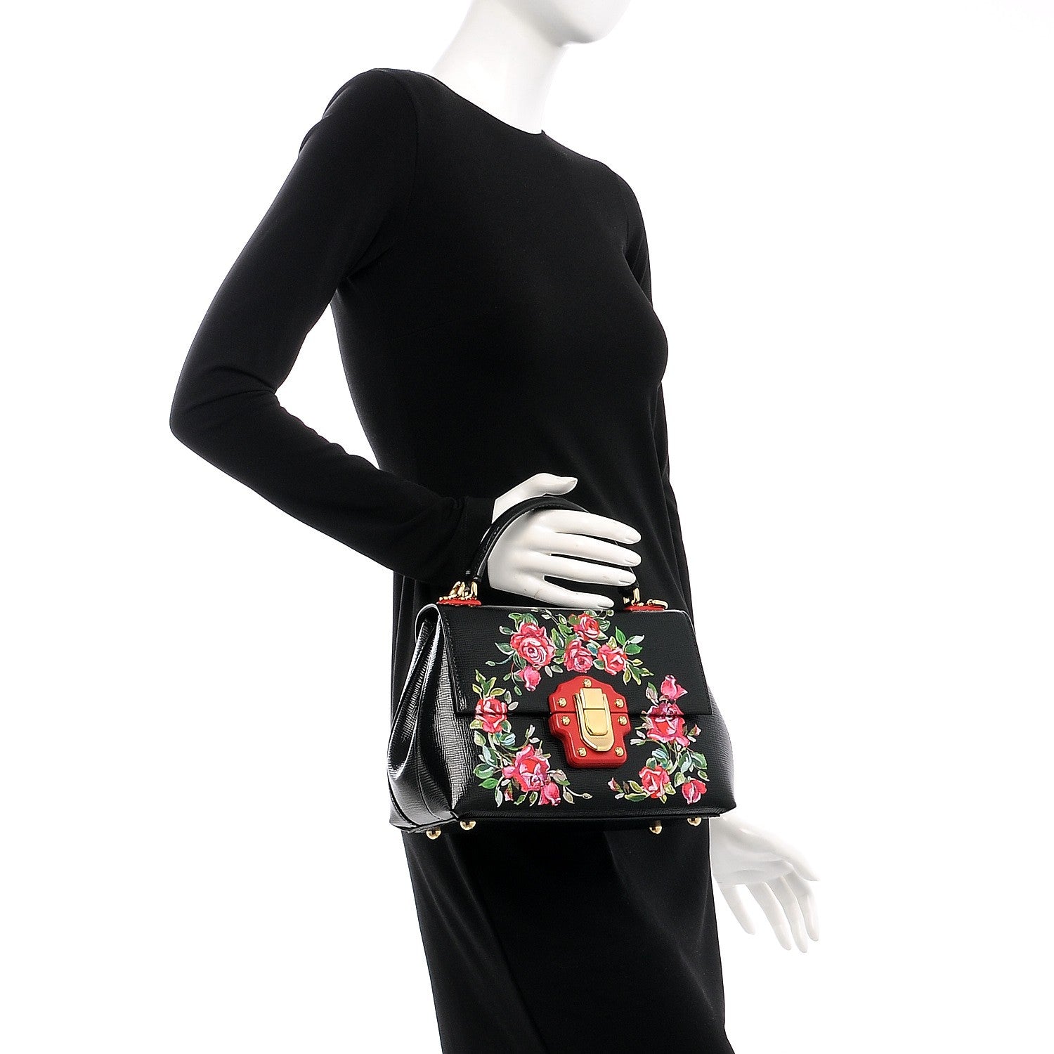 Dolce & Gabbana Grained Calfskin Printed Lucia Small Satchel Nero Black 3 of 12