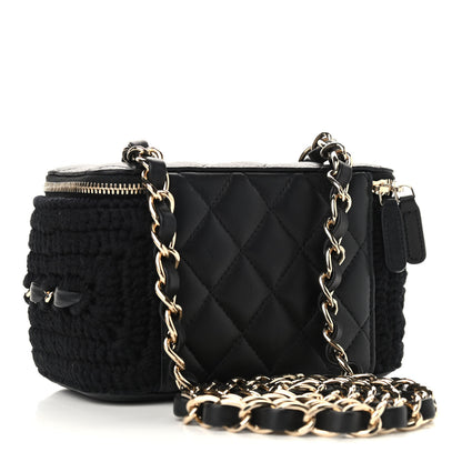 Chanel Lambskin Crochet Quilted Small Vanity Case With Chain Black 3 of 9