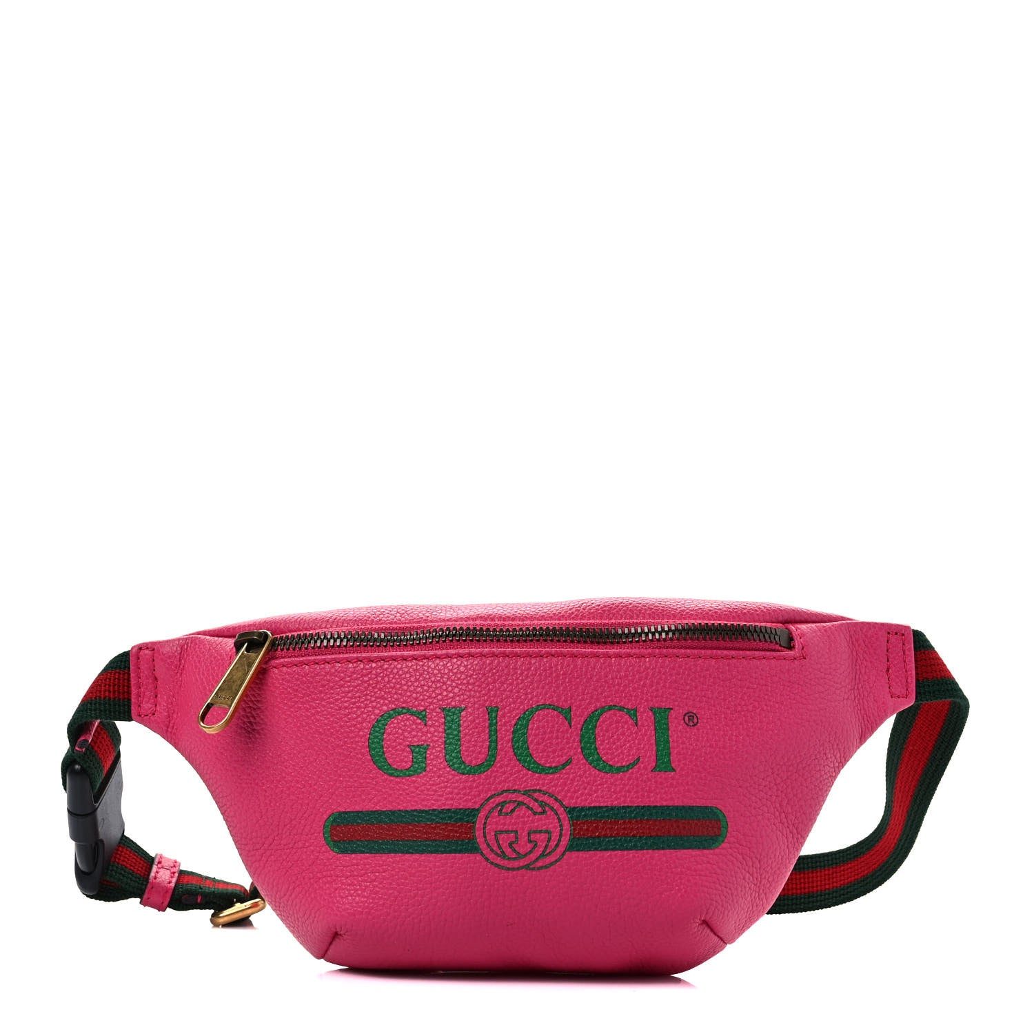 Gucci Grained Calfskin Small Logo Belt Bag Box Pink Green 1 of 10