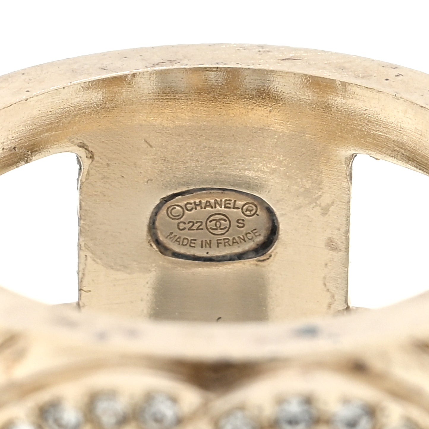 Metal Crystal CC Star Ring 51 5.75 Light Gold