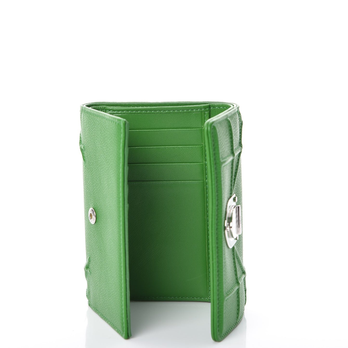 Grained Calfskin Cannage Diorama Elancee Wallet Green