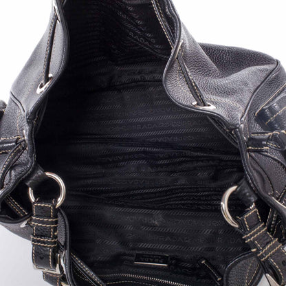 Prada Vitello Daino Drawstring Bag Nero Black 8 of 10