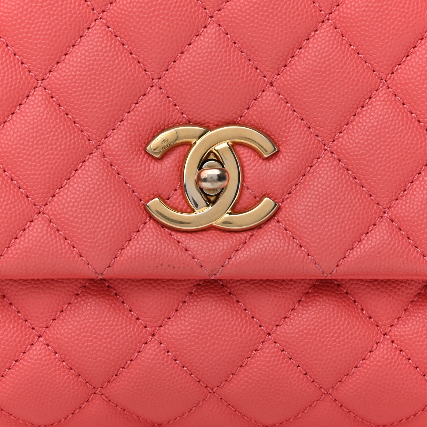 Caviar Quilted Small Coco Handle Flap Pink