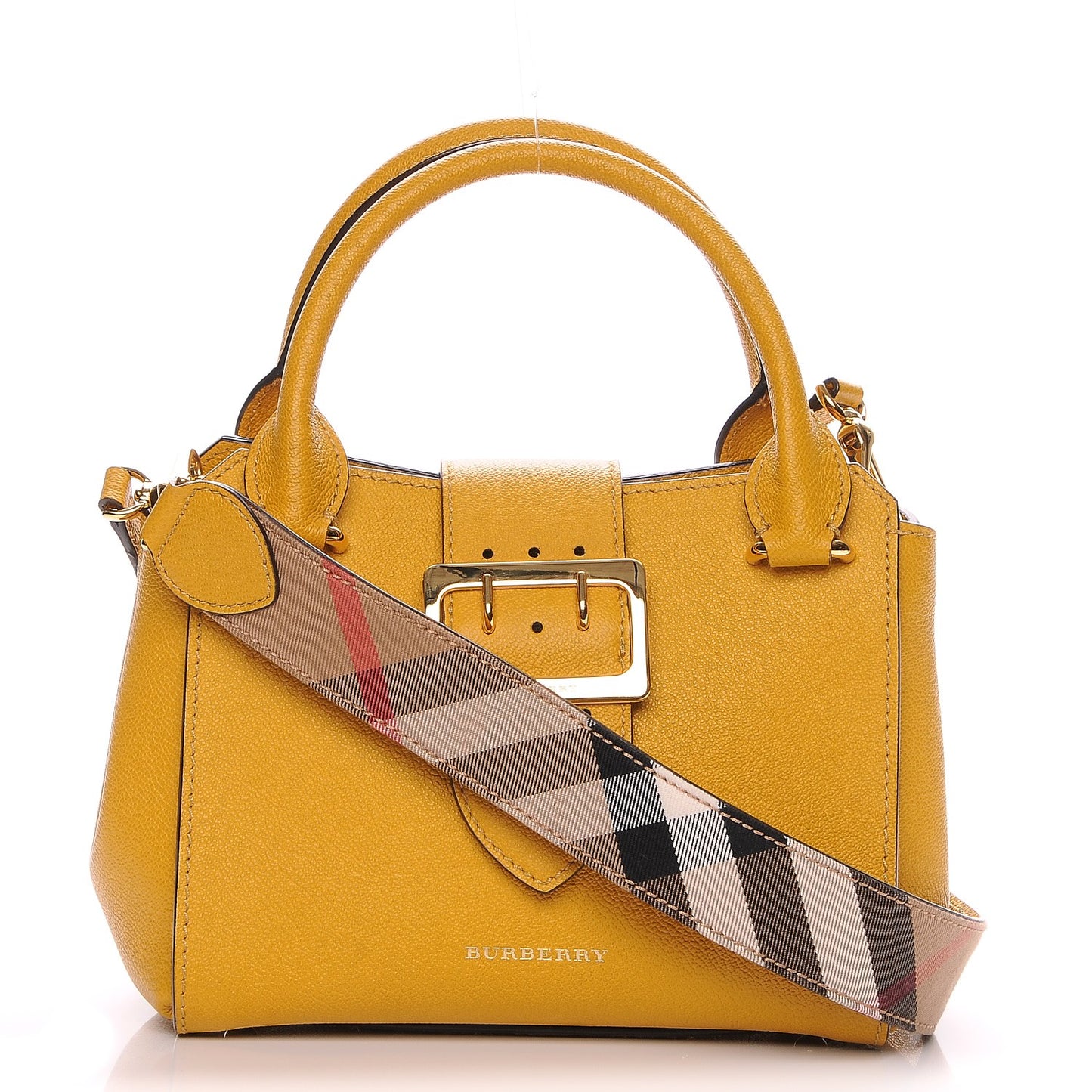 Soft Grain Calfskin Small Buckle Tote Bright Straw