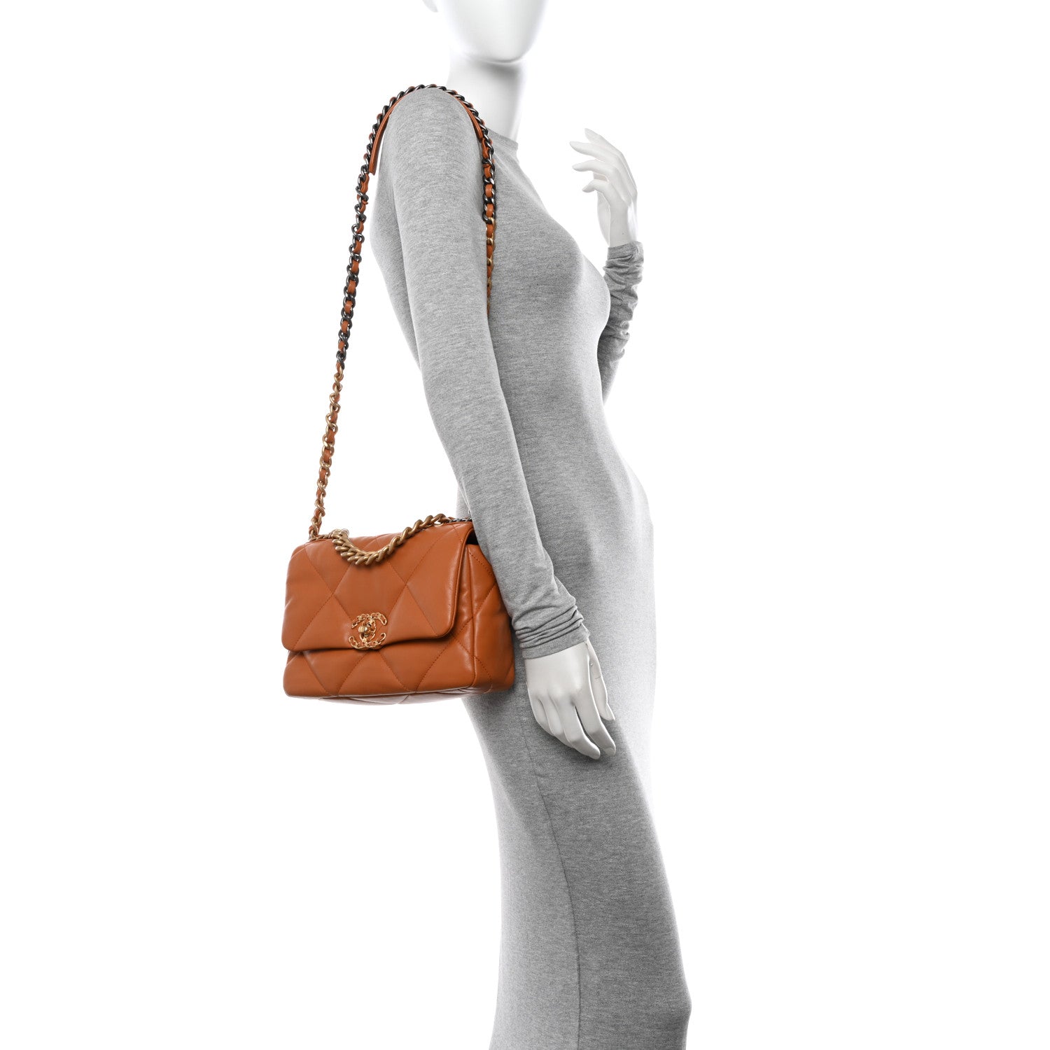Chanel Lambskin Quilted Medium Chanel 19 Flap Light Brown 3 of 11