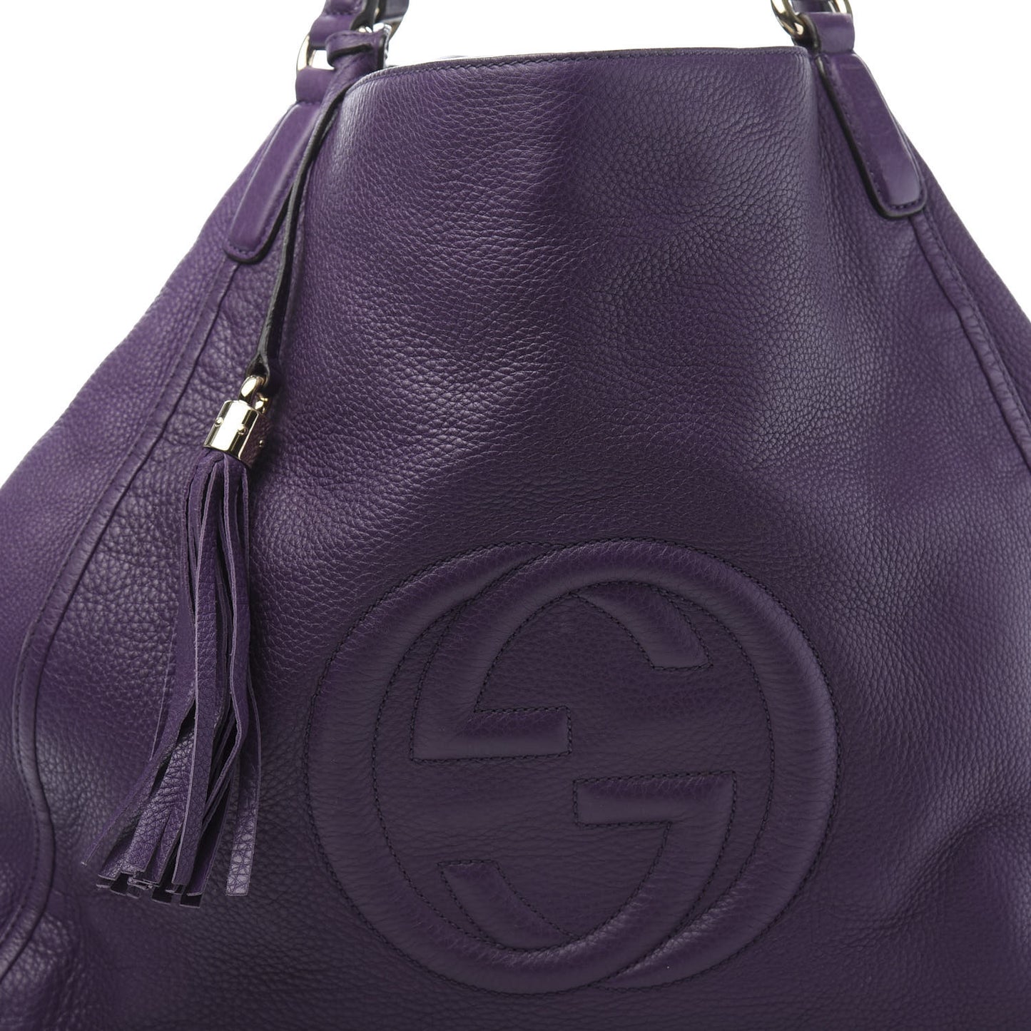 Pebbled Calfskin Large Soho Shoulder Bag Shine Purple