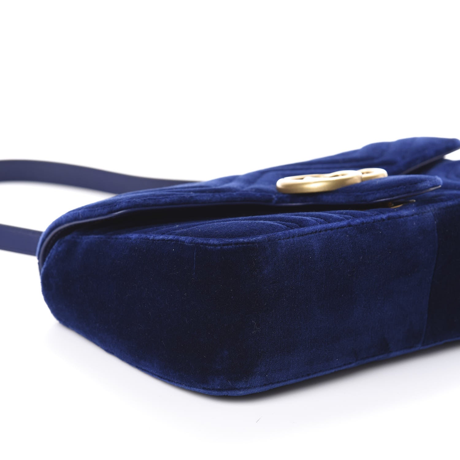 Gucci Velvet Matelasse Small GG Marmont Shoulder Bag Cobalt Blue 8 of 9
