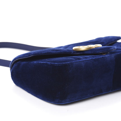 Gucci Velvet Matelasse Small GG Marmont Shoulder Bag Cobalt Blue 8 of 9