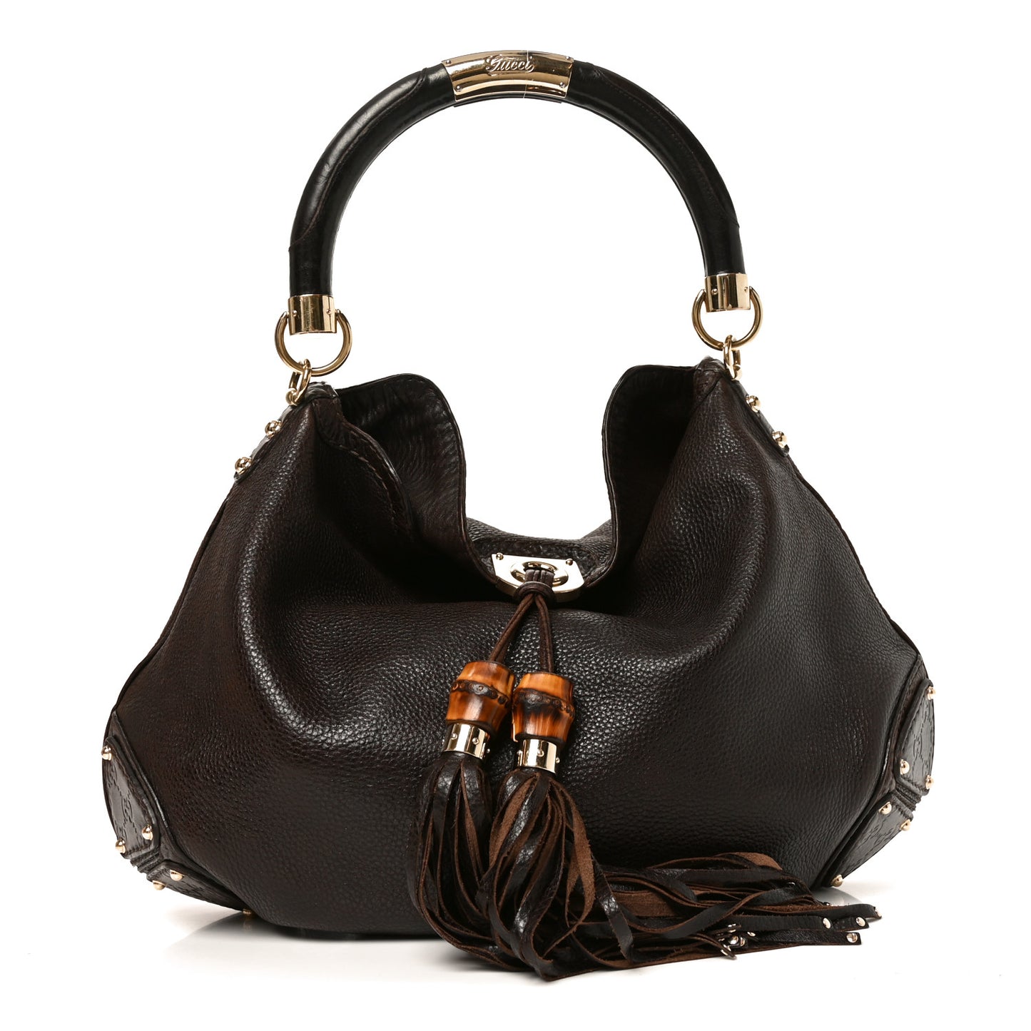 Calfskin Guccissima Large Indy Top Handle Hobo Brown