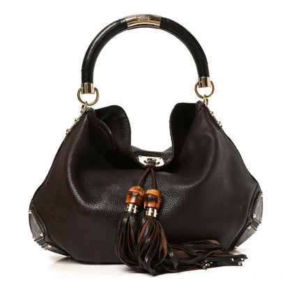 Gucci Calfskin Guccissima Large Indy Top Handle Hobo Brown 1 of 10