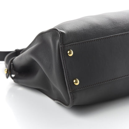 Fendi ENDI Vitello Seta Shiny Nappa Medium Peekaboo Iconic Satchel Dark Brown Purple 6 of 9
