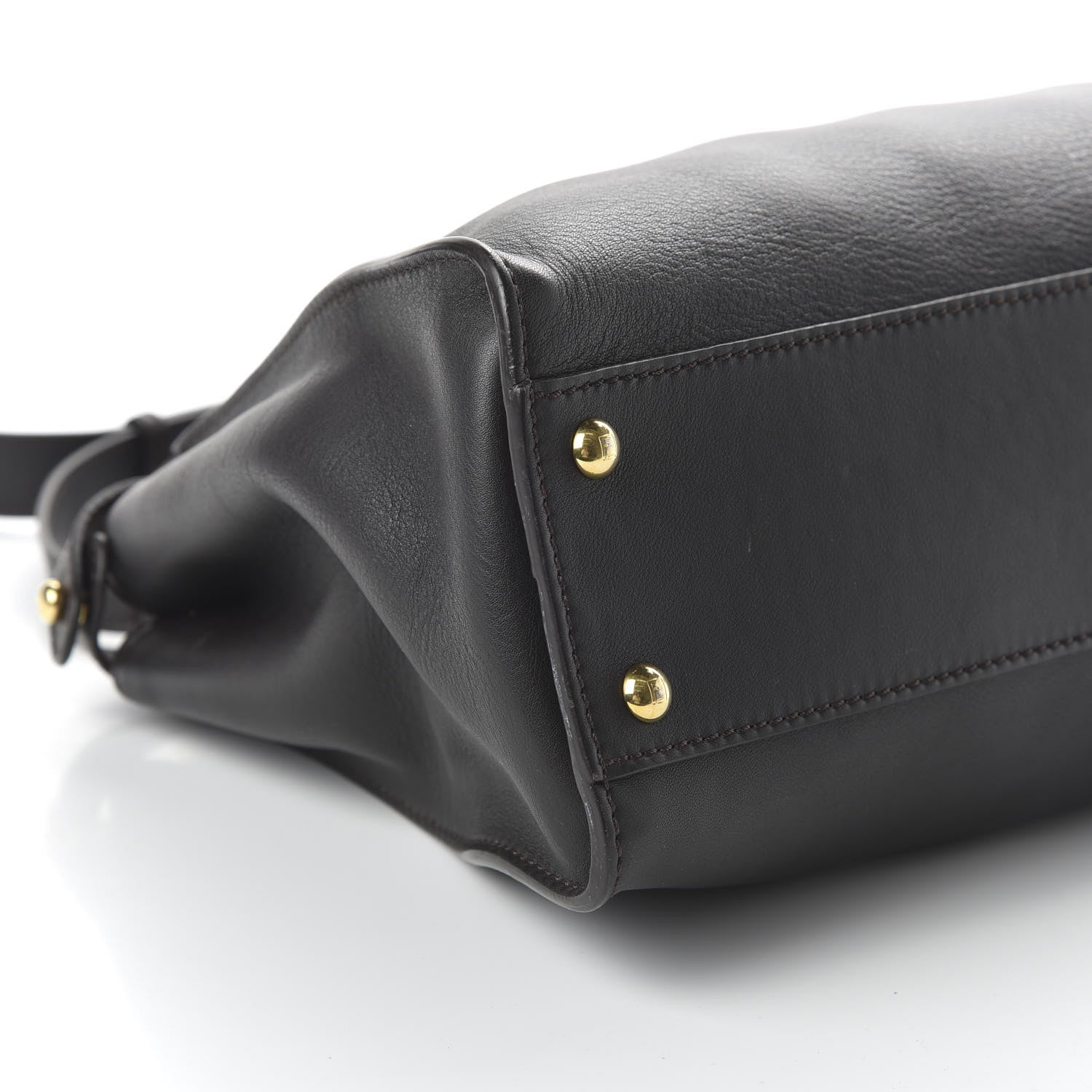 Fendi ENDI Vitello Seta Shiny Nappa Medium Peekaboo Iconic Satchel Dark Brown Purple 5 of 7