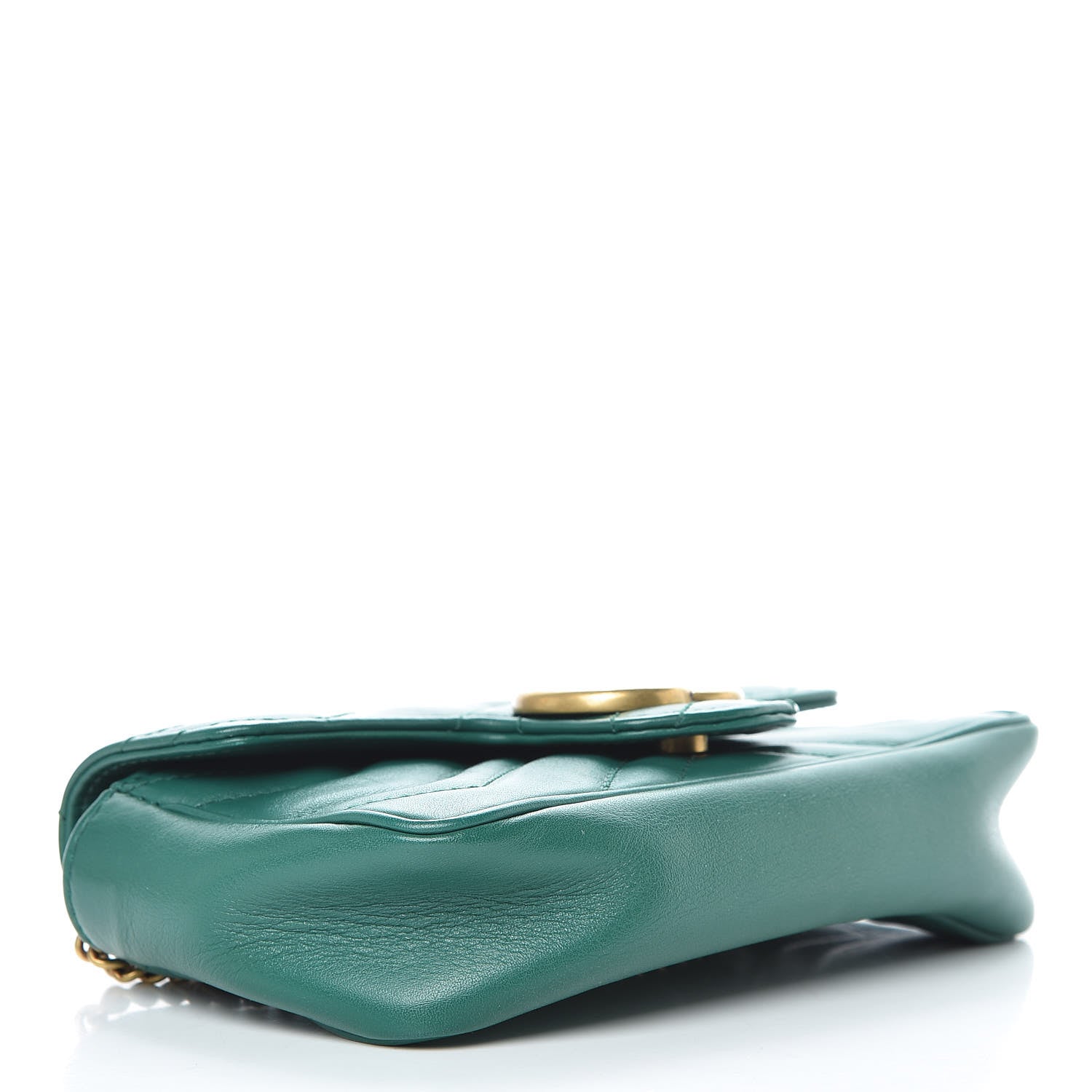 Gucci Calfskin Matelasse Super Mini GG Marmont Shoulder Bag Emerald Green 4 of 15