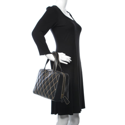 Chanel Calfskin Wild Stitch Top Handle Bag Black 2 of 16
