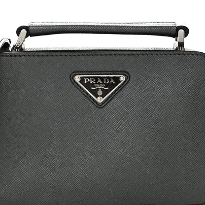 Prada Saffiano Travel Small Brique Top Handle Crossbody Bag Anthracite Gray 9 of 12