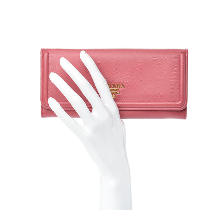 Prada Saffiano Metal Continental Flap Wallet Peonia 2 of 6