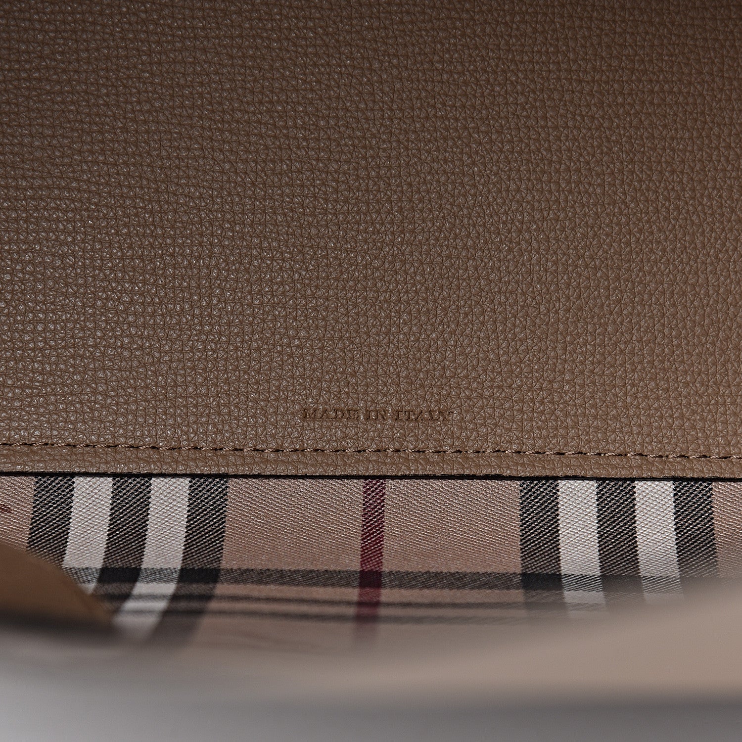 Burberry Grainy Calfskin Haymarket Check Medium Reversible Tote Camel 9 of 12