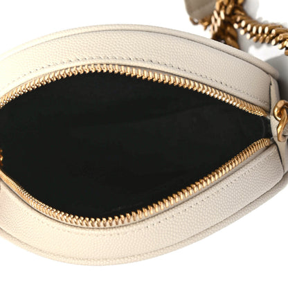 Saint Laurent Grain De Poudre Matelasse Chevron Quilted Round Vinyle Camera Bag Blanc Vintage 4 of 4