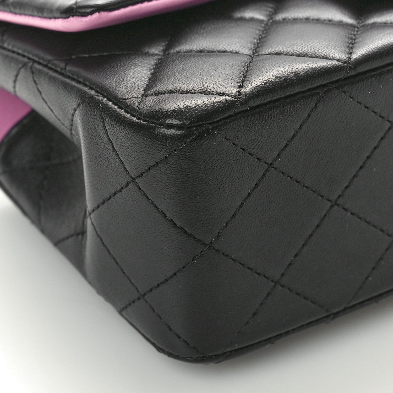 Chanel Lambskin Quilted Bi-Color Mini Top Handle Rectangular Flap Black Lilac 9 of 10