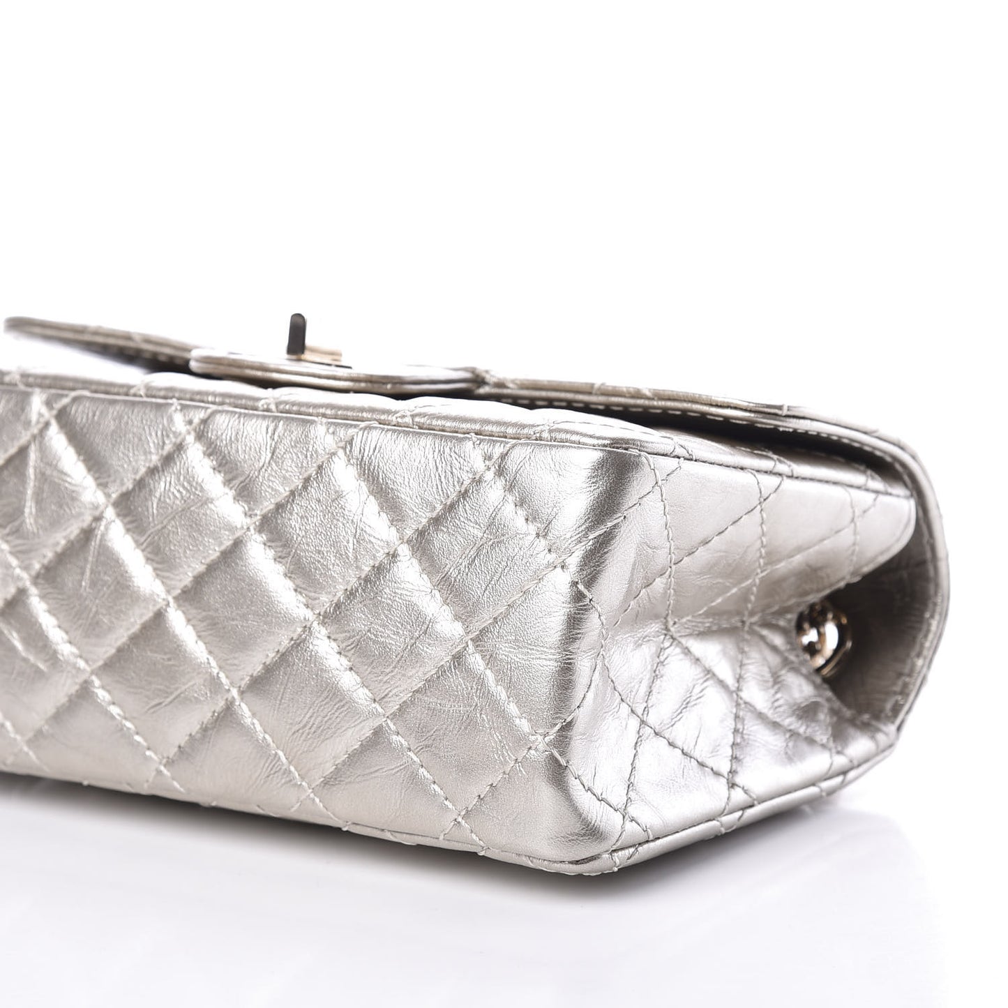 Aged Calfskin Quilted 2.55 Reissue Mini Flap Silver