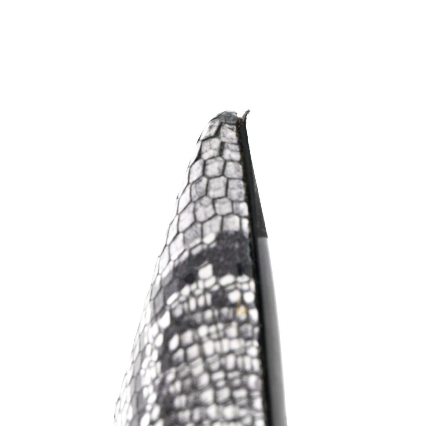 Kidskin Snake Effect Knife Pointy Toe Mule Pumps 37.5 Silver
