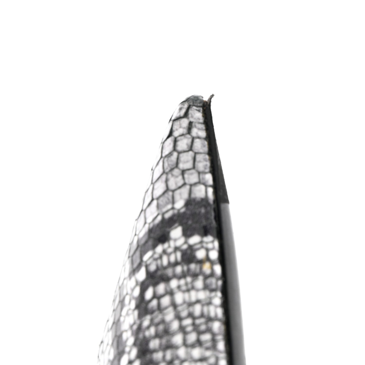 Balenciaga Kidskin Snake Effect Knife Pointy Toe Mule Pumps 37.5 Silver 10 of 12