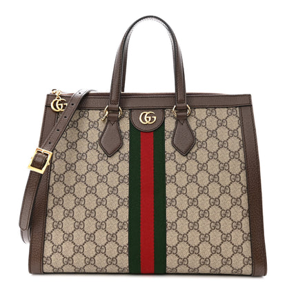 Gucci GG Supreme Monogram Web Medium Ophidia Tote Bag Brown 1 of 11