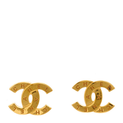 Chanel Metal CC Paris Button Stud Earrings Gold 1 of 5