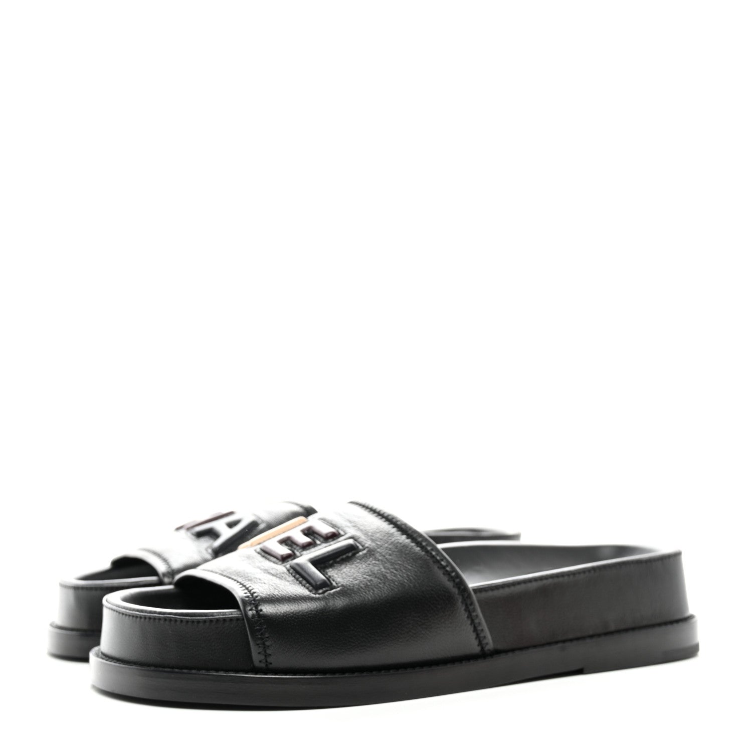 Chanel Lambskin Cha-Nel Mule Sandals 37.5 Black Multicolor 3 of 8