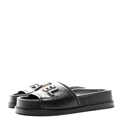 Chanel Lambskin Cha-Nel Mule Sandals 37.5 Black Multicolor 3 of 8