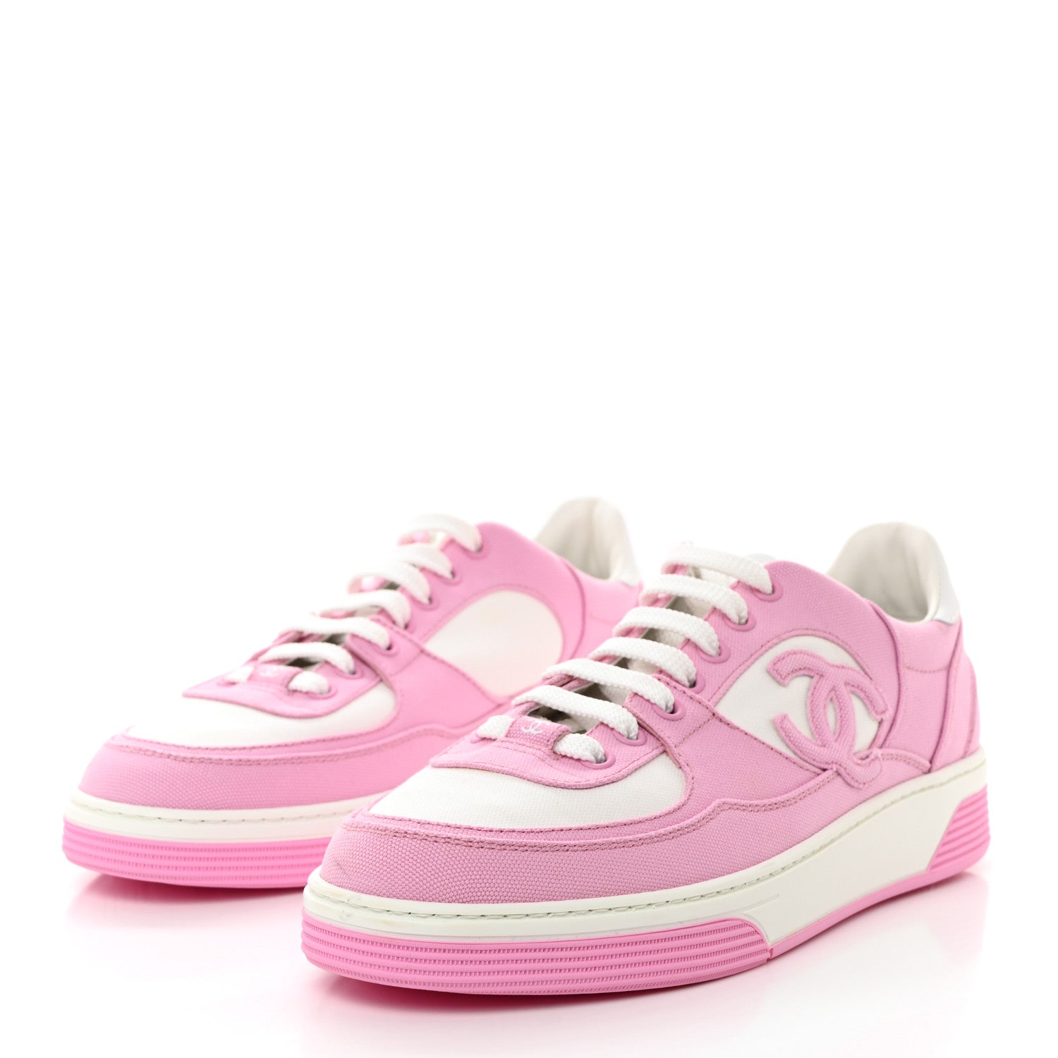 Chanel Cotton Sneakers 39 Pink White 3 of 9