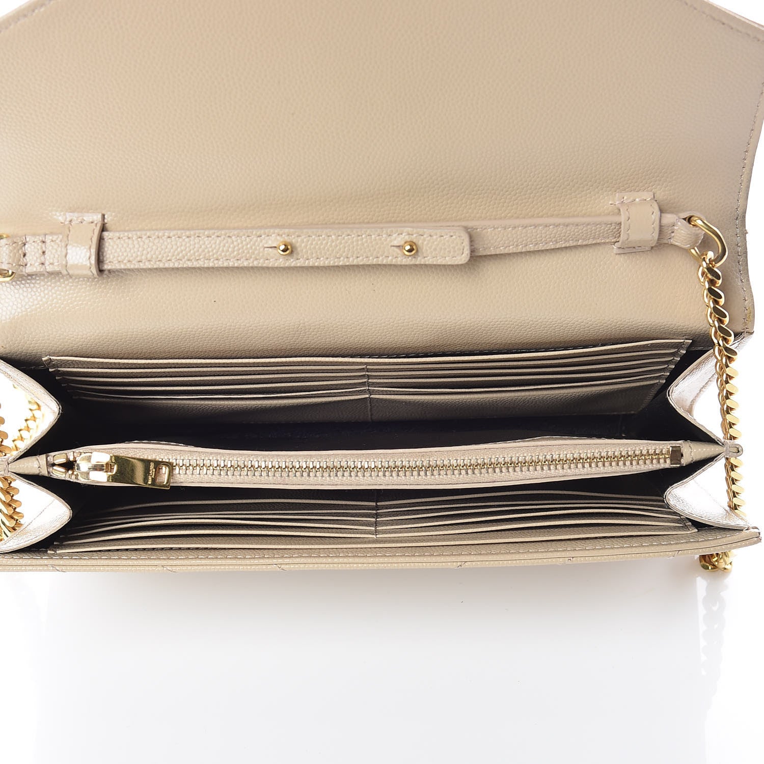 Saint Laurent Grain De Poudre Matelasse Chevron Monogram Chain Wallet Nude Powder 5 of 15