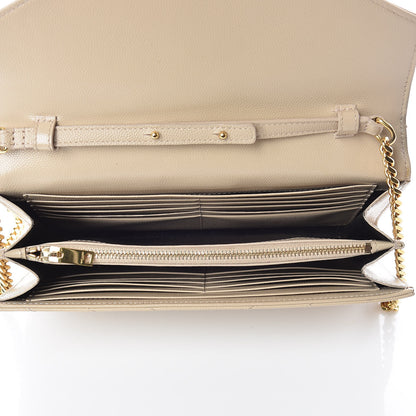 Saint Laurent Grain De Poudre Matelasse Chevron Monogram Chain Wallet Nude Powder 5 of 15